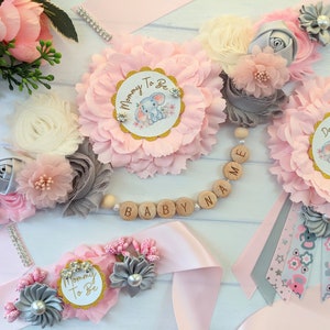 Pink Elephant Pregnant Mommy Bump Sash, Baby Shower Belly Sash for Mom To Be, Elephant Maternity Sash Belt Photo Prop, Baby Sprinkle Sash