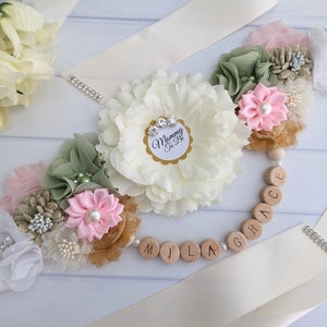 Baby In Bloom Maternity Bump Sash Belt for Mom To Be, Expecting Mommy Pregnancy Belly Bump Sash, Baby Girl Sprinkle Baby Bloom Mama Sash