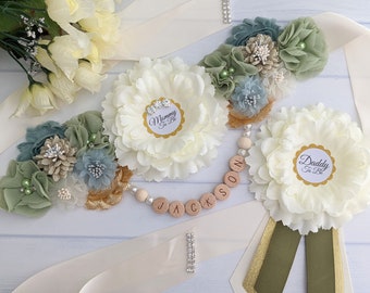 Greenery Mommy To Be Sash, Succulent Baby Shower Sash, Pregnant Mom Sash, Baby Belly Sash Belt, Baby Sprinkle Sash, Forest Baby Shower Gift
