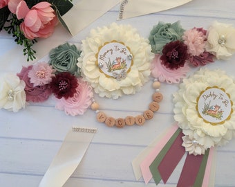 Woodland Deer Baby Shower Maternity Bump Sash Belt, Oh Deer Baby Sprinkle Pregnant Mom To Be Belly Sash, Expecting Mommy To Be Tummy Sash
