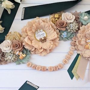 Jungle Baby Shower Belly Bump Sash, Woodland Mommy To Be Maternity Sash Belt, Pregnant Expecting Mom Sash, Mother To Be Sash, Safari Sash