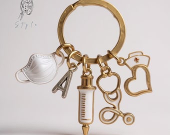 聴診器キーホルダー、Lg聴診器キーリング、ドクターチャーム、医療機器