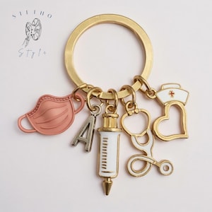 Stethoscope Keychain Gift For Doctor Key Ring For Nurses Gift Ideas Monogram Keychain Nurses Appreciation Gift Medical Student Graduation