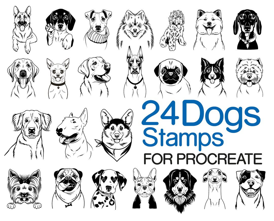 Dog Stamps Procreate, Dog Bundle, Procreate Brushes, Procreate Stamps