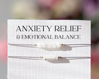 Crystals For Anxiety & Stress, Calming Bracelet,  Howlite and Moonstone Gemstone Bracelet Set, Calm, Peace and Emotional Balance