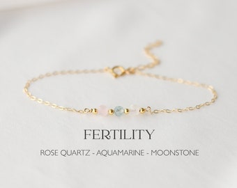 Fertility Crystal Bracelet | Delicate 14K Gold Filled | IVF Gift, Pregnancy Bracelet, Fertility Jewelry, Healing Bracelet, Rose Quartz