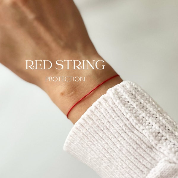 Pulsera de hilo rojo, pulsera de protección, pulsera de buena suerte llena de oro de seda de lujo de 14k, regalo para ella, cuerda de protección diaria