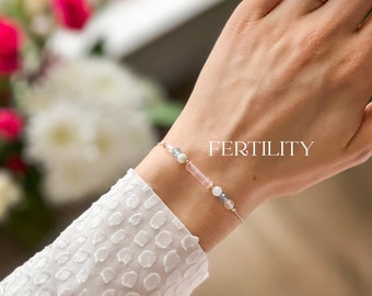 Regalo de pulsera de fertilidad, pulsera de apoyo al embarazo, regalo de apoyo a la FIV, cristales curativos de 4 mm