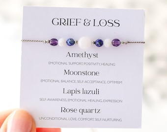 Grief & Loss Healing Bracelet | Grief Gift, Sympathy Loss Bracelet, Grief Bracelets For Women, Natural Silk Cord Crystal Bracelet