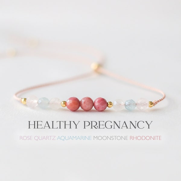 Healthy Pregnancy Crystal Bracelet | Mom To Be Gift, Pregnancy Support, Fertility Crystals, Expecting Mom Gift, Rose Quartz, Rhodonite