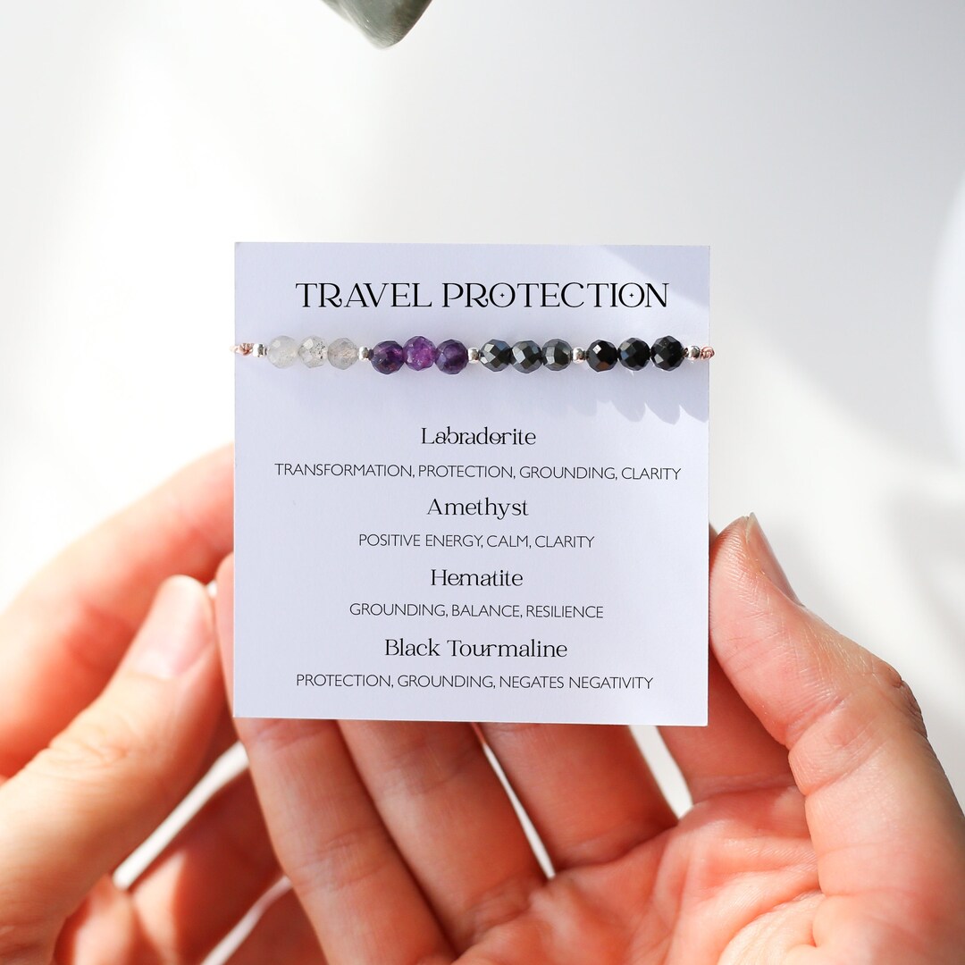 Travel Protection Dainty Crystal Bracelet, Safe Travels, Traveller Gift