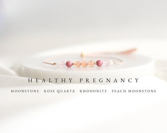 Happy Pregnancy Crystal Bracelet | Mom To Be Gift, Healthy Pregnancy, Pregnancy Crystals, Expecting Mom Gift, Rhodonite, Peach Moonstone