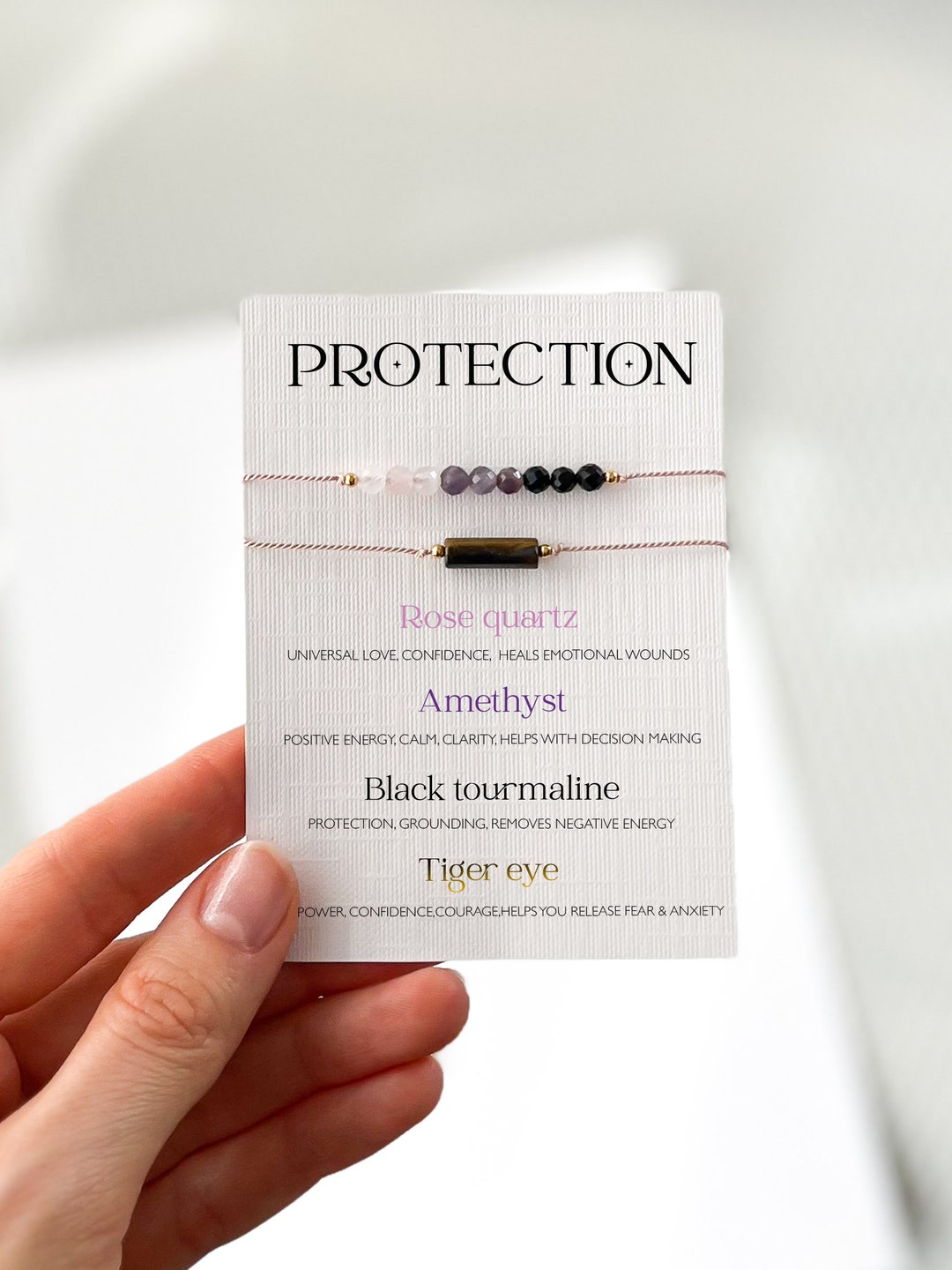 Empath Protection Bracelet Set, Energy Protection, Amethyst, Black