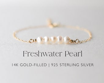 Perlenarmband | Zartes 14K Gold Filled | Natürliche Süßwasserperlen Schmuck | Handgemachtes Geschenk für Sie | Valentinstag | Brautjungfer Geschenk