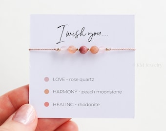 Regalo de cumpleaños para ella, crea tu propia pulsera de cristal, pulsera de cristal personalizada, regalos personalizados para mujeres, deseos de cumpleaños, pide un deseo