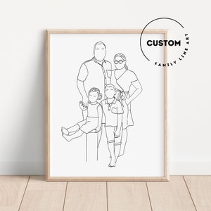 Custom Portrait, Family Line Art, Portrait From Photo, Faceless Portrait, Anniversary Gift, Mother Day Gift, Personalized Family Gift image 1