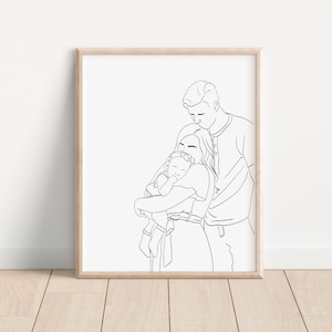 Custom Portrait, Family Line Art, Portrait From Photo, Faceless Portrait, Anniversary Gift, Mother Day Gift, Personalized Family Gift
