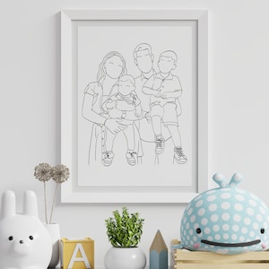 Custom Portrait, Personalized Anniversary Gift, Wedding Gift, Pet Portrait, Family Illustration, One Line Art, Faceless Portrait from Photo
