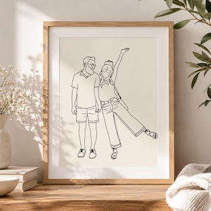 Portret van een stel op maat, minimalistische lijntekening, portret van een foto, cadeau voor je vriend(in), cadeau voor je beste vriend(in), portret van je beste vriend(in)