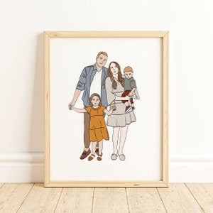 Custom Digital Portrait, Faceless Portrait, Family Illustration, Christmas Gift, Portrait from Photo, Gift for Family, Anniversary Portrait
