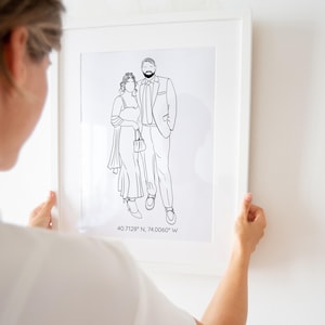 Retrato de pareja sin rostro, impresión de coordenadas, regalo de pareja personalizado, retrato sin rostro, ubicación personalizada, regalo de aniversario, coordenadas del mapa