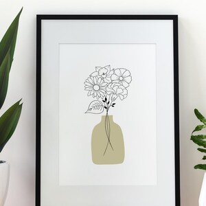Personalized birth flower bouquet print in minimalist style with a soft green vase, custom Mother’s Day gift for mom
Custom family birth flower bouquet wall art with birth month flowers arranged in a delicate floral composition