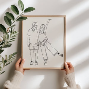 Ritratto di coppia personalizzato, disegno a una linea, arte a linee di coppia, regalo di famiglia personalizzato, regalo di anniversario di matrimonio personalizzato, ritratto da foto