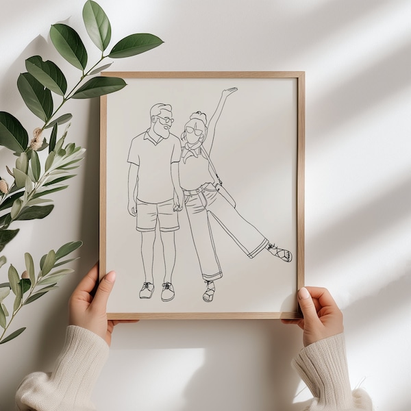 Custom Couple Portrait, One Line Drawing, Couple Line art, Custom Family Gift, Personalized Wedding Anniversary Gift, Portrait from Photo