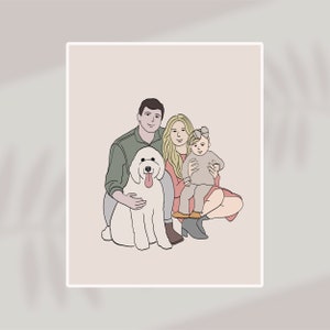 Custom Family Portrait, Family Illustration, Gift for Christmas, Portrait from Photo, Pet Lover Gift, Cartoon Portrait, Faceless Portrait