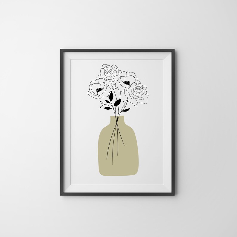 Personalized birth flower bouquet print in minimalist style with a soft green vase, custom Mother’s Day gift for mom
Custom family birth flower bouquet wall art with birth month flowers arranged in a delicate floral composition