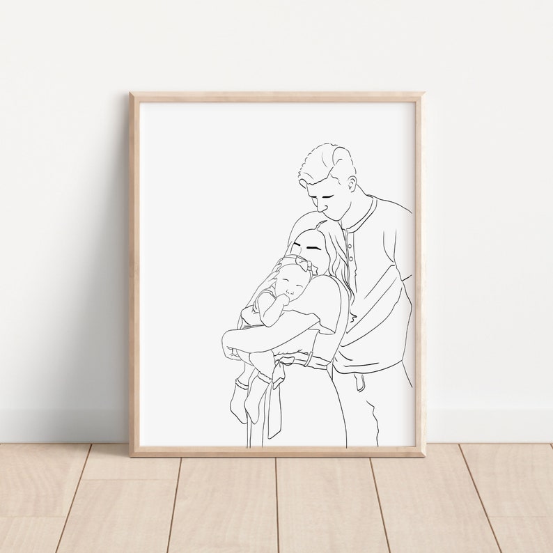 Custom Portrait, Family Line Art, Portrait From Photo, Faceless Portrait, Anniversary Gift, Mother Day Gift, Personalized Family Gift