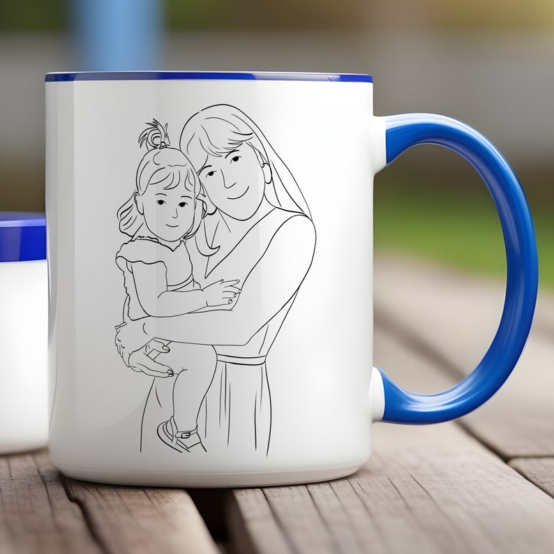 Walking Mom Cartoon Photo - Personalized Custom Glass Mug main image 1