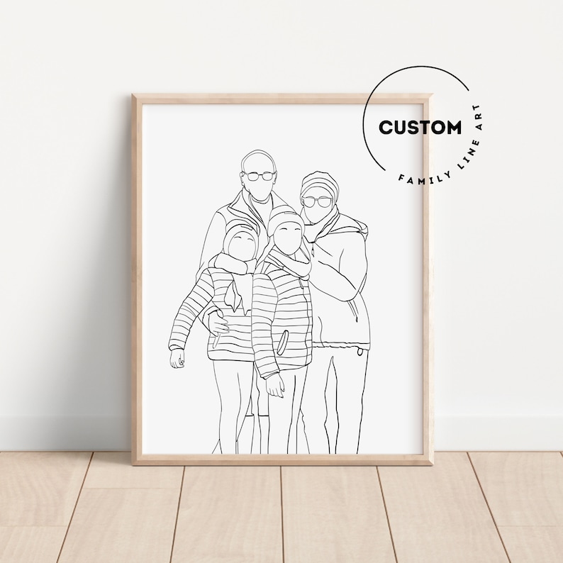 Custom Portrait, Family Line Art, Portrait From Photo, Faceless Portrait, Anniversary Gift, Mother Day Gift, Personalized Family Gift