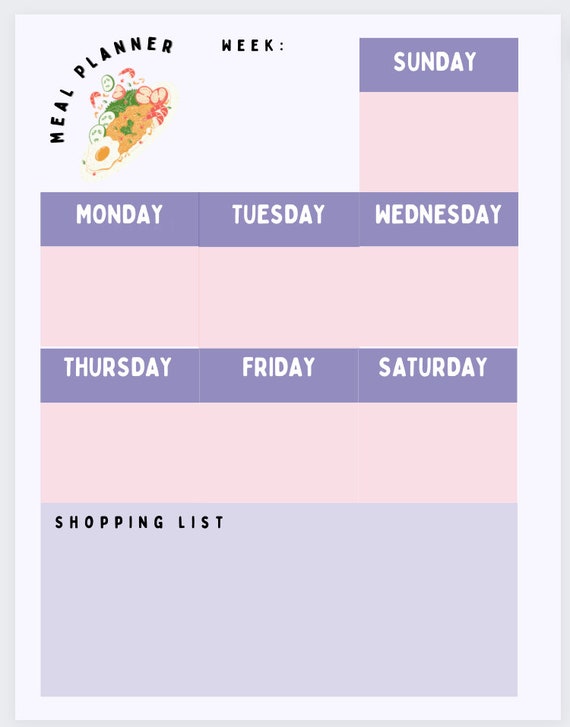 Meal Plan Printable - Etsy