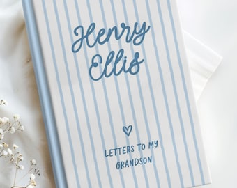 Letters to My Grandson Journal, Personalized Name Memory Book Baby Boy Keepsake Notebook Custom Stripe Journal Grandma Gift Idea Grandmother