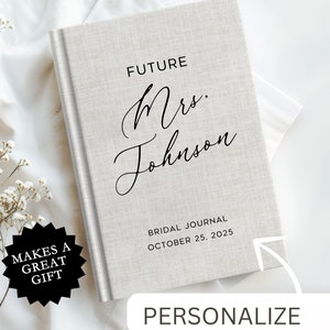 Personalized Wedding Planner Journal Engagement Gift for Bride to Be Bridal Shower Gift Future Mrs Engagement Gift Custom Notebook Hardcover