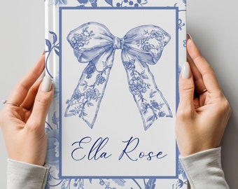 Bridesmaid Gift Personalized Journal Custom Notebook Name Diary Unique Bridesmaid Proposal Gift Coquette Toile Bow Journal Teen Girl Gift