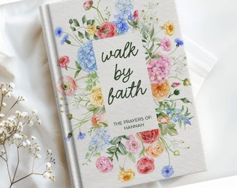 Personalized Prayer Journal, Custom Name Floral Notebook, Christian Gift for Women, Flower Journal, Bible Study Book, Faith Gift for Mom