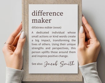 Personalized Difference Maker Journal Custom Boss Notebook Mentor Appreciation Gift Leader Gift Thank You Gift Employee Christmas Present