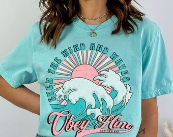 Christian Shirt, Summer Graphic Tee, Religious Apparel, Jesus Clothing, Beach T Shirt for Women, Bible Verse Tshirt Faith Based Gift for Her