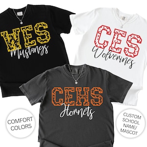 School Spirit Shirt Custom School Shirt Personalized Team Shirt Elementary School Mascot Tee Back to School Shirt for Teacher Comfort Colors