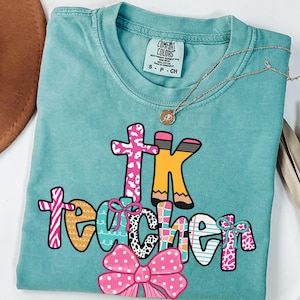 Transitional Kindergarten Teacher Shirt Comfort Colors TK Shirt T-K Teacher Tshirt Back to School Matching Team Tshirt for TK Teacher Gift