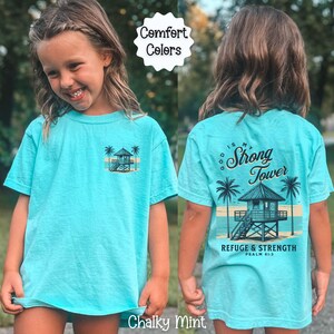 Kids Christian Shirt for Girls Comfort Colors Beachy Tshirt Youth Faith Tee Trendy Bible Verse T Shirt Cute Jesus T-shirt Graphic on Back