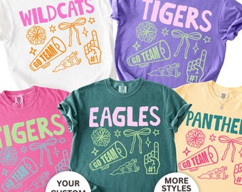 Personalized School Spirit Shirt, Custom Mascot Tee, Game Day Shirt, School Spirit Wear, Comfort Colors School Pride Sweatshirt, Fan Gift
