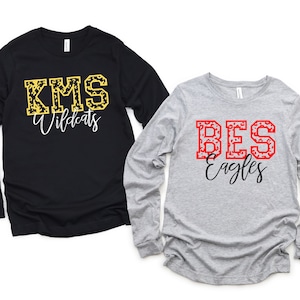 Custom School Shirt, Personalized Long Sleeve Teacher Tshirt, School Spirit Tee, Custom Teacher Shirt, Teacher Gift, School Mascot Name