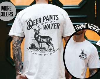 Christian Shirts for Men Jesus T Shirt Bible Verse Tshirt Men Religious Gifts Worship Shirt Father's Day Gift Man of Faith Tee Deer Hunter