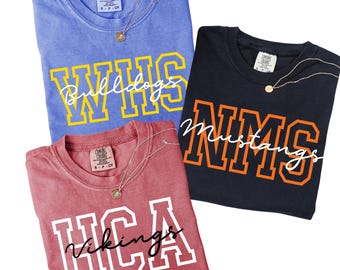 School Spirit Shirts, Personalized Mascot Shirt, Custom School Tshirt, Teacher Shirt School Name Colors Spirit Wear High School Football Tee