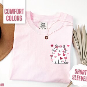 Comfort Colors Cute Valentine Cat Shirt Cat Lover Valentines Day T Shirt Unique Valentine Gift for Cat Mom Women Valentine Graphic Tee Love