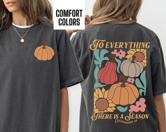 Comfort Colors Christian Halloween Shirt Fall Jesus Tshirt Cute Pumpkin T Shirt Bible Verse Apparel Religious Thanksgiving Tee Back Graphic