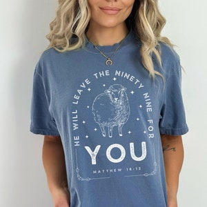 Vintage Faith Based Tshirt Christian T Shirt Christian T-shirt Jesus Tee Gift for Christian Manifest Oversized Bible Verse Shirt Religious Blue Jean